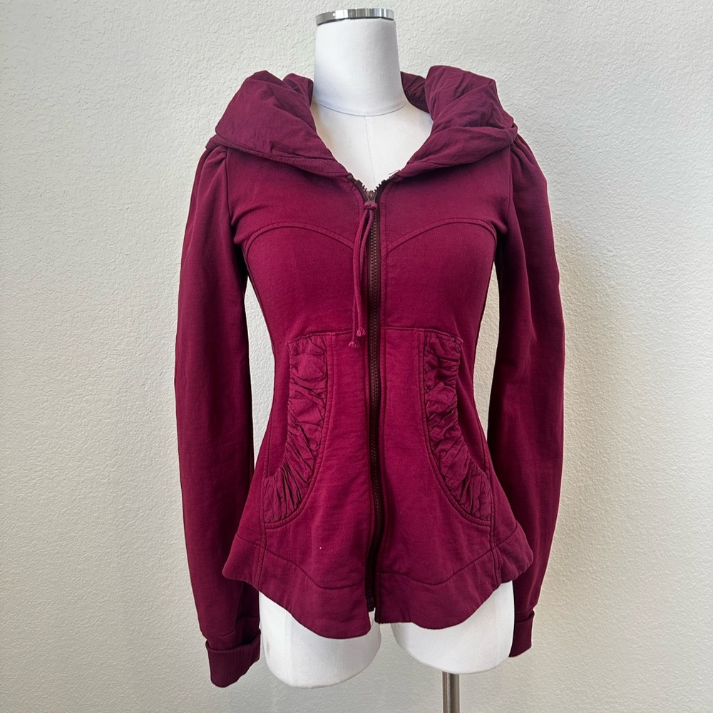 Prairie Underground Full Zip Cloak Hoodie Beet XS